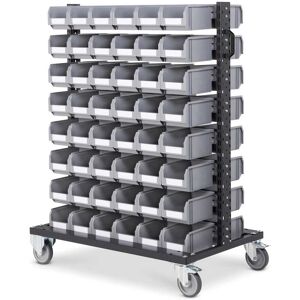 SETAM Chariot porte-bacs avec 96 bacs gris plastique 3.8 litres