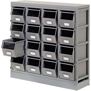 SETAM Rack de rangement 16 postes avec bacs metalliques vernis 12.5 litres