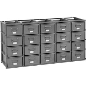 SETAM Rack de rangement 20 postes avec caisses metalliques vernies 27 litres