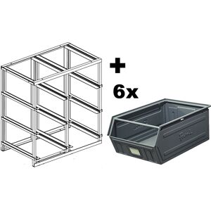 SETAM Rack de rangement 6 postes avec bacs metalliques vernis 88 litres