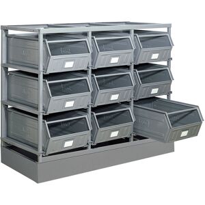 SETAM Rack de rangement 9 postes avec bacs metalliques vernis 88 litres