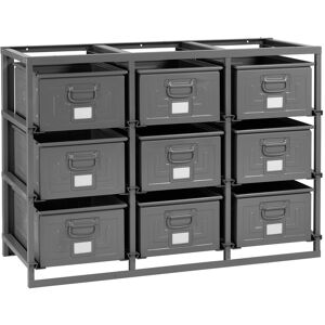 SETAM Rack de rangement 9 postes avec caisses metalliques vernies 85 litres