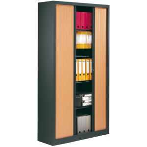 SETAM Armoire rideaux hetre corps anthracite Haute L.1000 mm