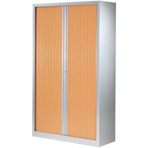 SETAM Armoire de bureau a rideaux hetre/alu Haute L.1200 mm