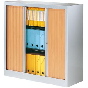 SETAM Armoire de bureau a rideaux hetre/aluminium Basse L.1000 mm