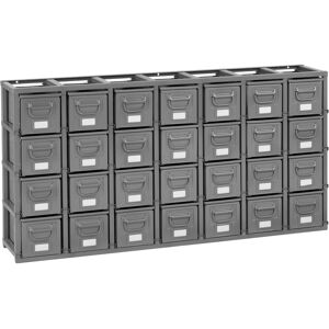 SETAM Rack de rangement 28 postes avec caisses métalliques vernies 12 litres