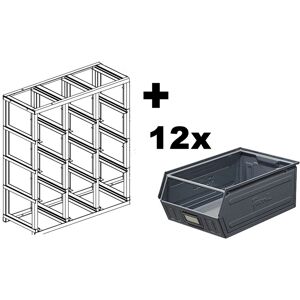 SETAM Rack de rangement 12 postes avec bacs métalliques vernis 28 litres