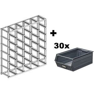 SETAM Rack de rangement 30 postes avec bacs métalliques vernis 28 litres