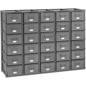 SETAM Rack de rangement 30 postes avec caisses métalliques vernies 27 litres