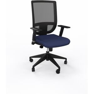 SETAM Siège bureau TERTIO haut dos résille noire et assise tissu bleu