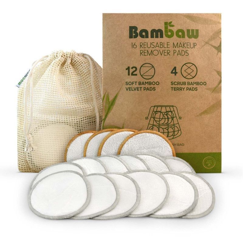 BAMBAW - Lot 16 disques à démaquiller Lavables Ø 7.5 cm Viscose de Bambou - Cosmétiques Hygiène écologique zéro déchets - Publicité