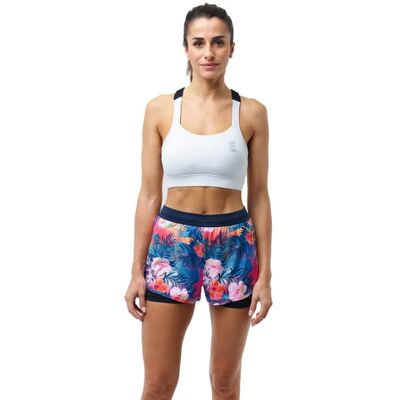 Ekoï Short Femme EKOI RUN 2 en 1 Tropical Bleu L female - Publicité Ekoï Short Femme EKOI RUN 2 en 1 Tropical Bleu L female - Publicité