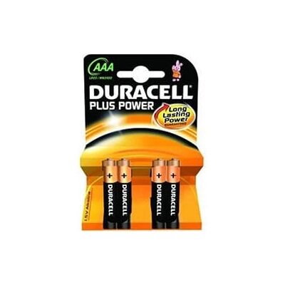 Duracell Lot de 4 Piles Alcaline 1,5V LR03 - Plus Power AAA - Publicité Duracell Lot de 4 Piles Alcaline 1,5V LR03 - Plus Power AAA - Publicité