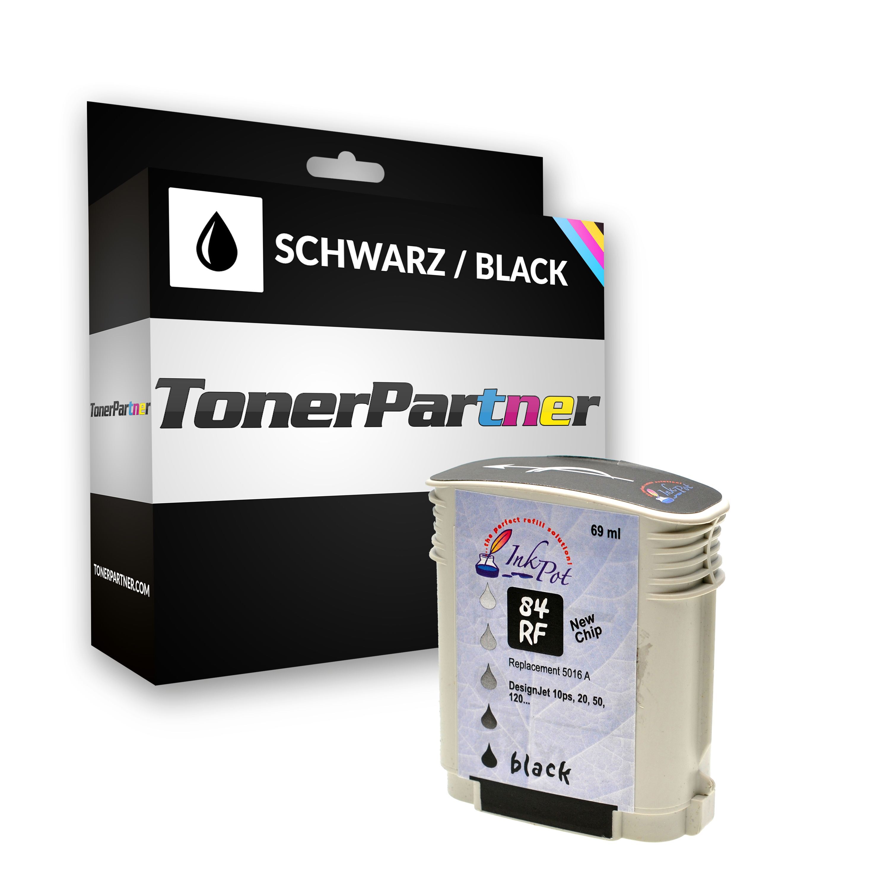 TonerPartner Compatible avec HP DesignJet 90 cartouche d'encre (84 / C 5016 A) noir, contenu: 69 ml de TonerPartner