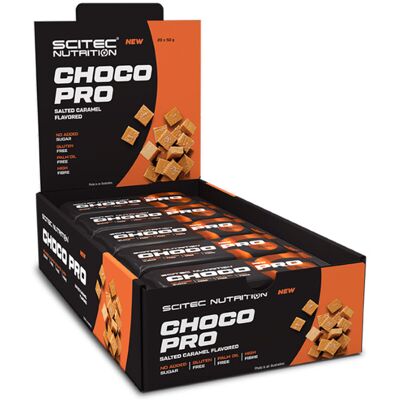 Barre Protéinée SciTec Choco Pro Caramel Salé - 20x50g - Publicité Barre Protéinée SciTec Choco Pro Caramel Salé - 20x50g - Publicité