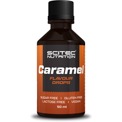 Scitec Nutrition Gouttes de Saveur Caramel 50ml - Flavor Drops - Sans sucre, Végétalien - Publicité Scitec Nutrition Gouttes de Saveur Caramel 50ml - Flavor Drops - Sans sucre, Végétalien - Publicité