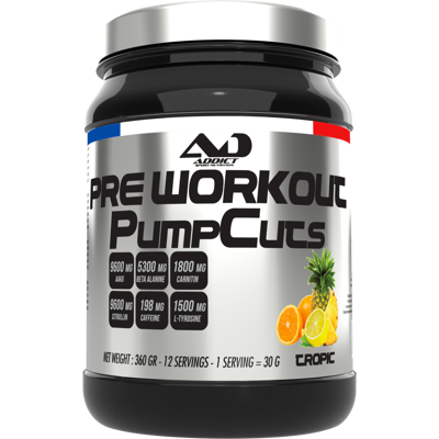 Addict Sport Nutrition Pre workout pump cuts (360g) unisexe - Publicité Addict Sport Nutrition Pre workout pump cuts (360g) unisexe - Publicité