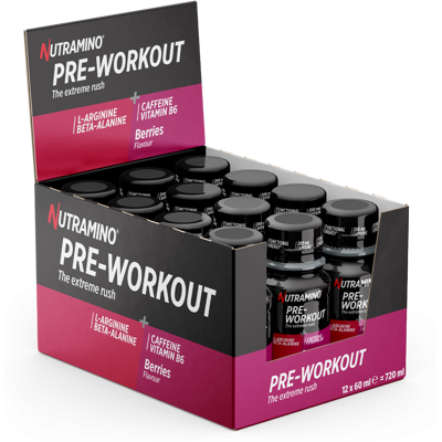 Nutramino Pre-workout shot (12x60ml) unisexe - Publicité Nutramino Pre-workout shot (12x60ml) unisexe - Publicité
