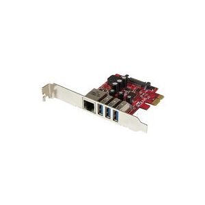 StarTech.com Carte PCI Express a 3 ports USB 3.0 et 1 port Gigabit Ethernet avec UASP - Adaptateur PCIe 3x USB 1x GbE - adaptateur USB / reseau - PCIe 2.0 - USB 3.0 x 3 + 1000Base-T x 1 - Publicité StarTech.com Carte PCI Express a 3 ports USB 3.0 et 1 port Gigabit Ethernet avec UASP - Adaptateur PCIe 3x USB 1x GbE - adaptateur USB / reseau - PCIe 2.0 - USB 3.0 x 3 + 1000Base-T x 1 - Publicité