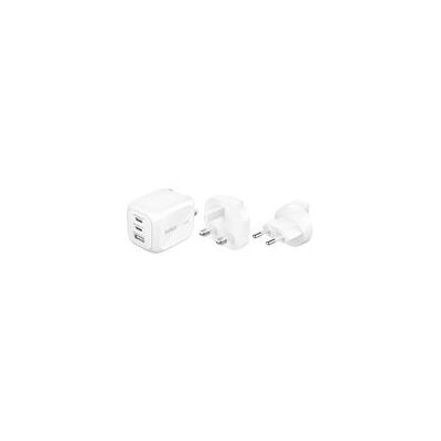 Belkin BoostCharge Pro adaptateur secteur - GaN - 2 x USB-C, USB - 70 Watt - avec kit d'adaptateur de voyage - Publicité Belkin BoostCharge Pro adaptateur secteur - GaN - 2 x USB-C, USB - 70 Watt - avec kit d'adaptateur de voyage - Publicité