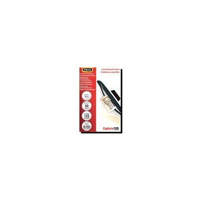 Fellowes Laminating Pouches Capture 125 micron - pack de 50 - brillant - 54 x 86 mm - pochettes plastifiees - Publicité Fellowes Laminating Pouches Capture 125 micron - pack de 50 - brillant - 54 x 86 mm - pochettes plastifiees - Publicité