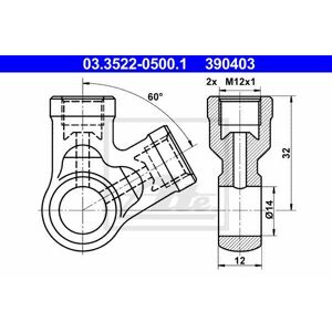 ATE Raccord annulaire, tuyauterie (Ref: 03.3522-0500.1)