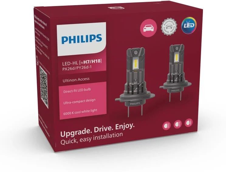 PHILIPS Ampoule LED Eclairage Avant pour PEUGEOT: 206, 207, 308, 3008, 307, 208, 2008, 407, 5008, 206+, 306, Expert, 807, 406 (Ref: 11972U2500C2)