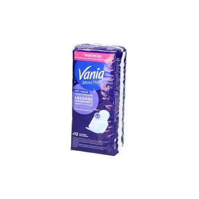 Vania Maxi Nuit 12 Serviettes Extra Longues - Sachet 12 serviettes hygiéniques - Publicité Vania Maxi Nuit 12 Serviettes Extra Longues - Sachet 12 serviettes hygiéniques - Publicité