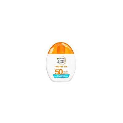 Garnier Ambre Solaire Super UV Aqua Fluide Invisible SPF50 40 ml - Flacon - Publicité Garnier Ambre Solaire Super UV Aqua Fluide Invisible SPF50 40 ml - Flacon - Publicité