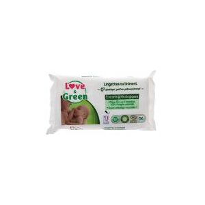 Love & Green Lingettes au Liniment en Fibres 100% Naturelles et Biodégradables X 56 - Sachet 56 lingettes