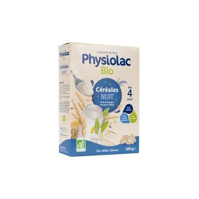 Physiolac Bio Céréales Nuit 200 g - Boîte 200 g - Publicité Physiolac Bio Céréales Nuit 200 g - Boîte 200 g - Publicité
