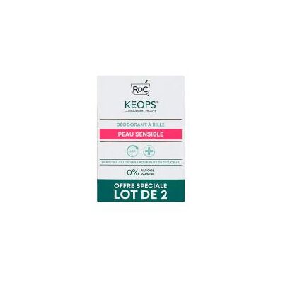 RoC Keops Sensitive Déodorant à Bille pour Peaux Sensibles 2x30ml - Publicité RoC Keops Sensitive Déodorant à Bille pour Peaux Sensibles 2x30ml - Publicité