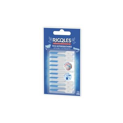 Ricqlès Pics Interdentaires Double Extrémité Brossette & Cure Dents 60 Unités - Blister 60 pics - Publicité Ricqlès Pics Interdentaires Double Extrémité Brossette & Cure Dents 60 Unités - Blister 60 pics - Publicité