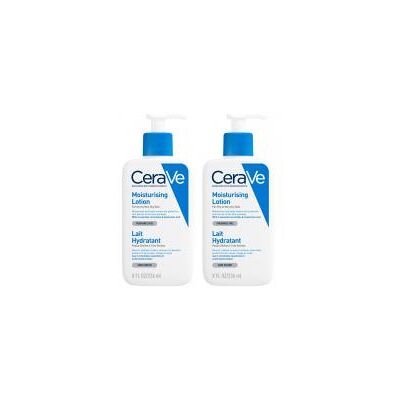 CeraVe Lait Hydratant pour Peaux Sèches et Sensibles - Lot de 2 Flacons de 236 ml - Lot 2 x 236 ml - Publicité CeraVe Lait Hydratant pour Peaux Sèches et Sensibles - Lot de 2 Flacons de 236 ml - Lot 2 x 236 ml - Publicité