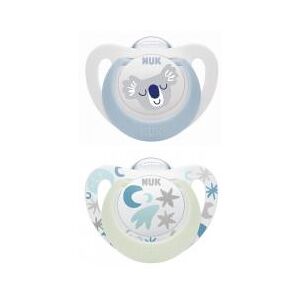 Nuk 2 Sucettes Starlight 0-6M Koala Bleu - Boîte plastique 2 sucettes