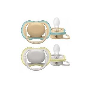 Avent Sucettes Ultra Air 0-6 M Neutre - Boîte plastique 2 sucettes + 1 boîte de stérilisation