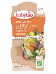 Babybio Pot au Feu de Boeuf Fermier de Nouvelle-Aquitaine au Laurier - Carton 2 bols de 200 g