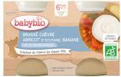 Babybio Brassé au Lait de Chèvre Français - Abricot d'Occitanie Banane - Carton 2 pots de 130 g