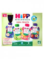 HiPP 100% Fruits dès 6 Mois Bio 8 Gourdes - Boîte 8 gourdes de 90 g