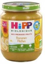 HiPP Mes Premiers Fruits Bananes Pêches dès 4/6 Mois Bio 125 g - Pot 125 g