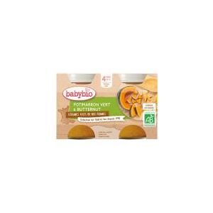 Babybio la 1Ère Recette de Nos Fermes Potimarron Vert & Butternut Dès 4 Mois 2 x 130 g - Carton 2 pots de 130 g