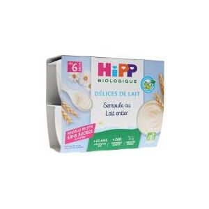 HiPP Délices de Lait Semoule au Lait Entier dès 6 Mois Bio 4 Pots - Carton 4 pots de 100 g