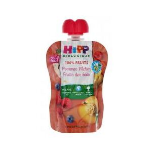 HiPP 100% Fruits Gourde Pommes Pêches Fruits des Bois dès 4/6 Mois Bio 90 g - Gourde 90 g