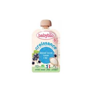 Babybio Croissance Brassé Vache Riz Cassis 6 Mois et + Bio 100 g - Gourde 100 g - Publicité Babybio Croissance Brassé Vache Riz Cassis 6 Mois et + Bio 100 g - Gourde 100 g - Publicité