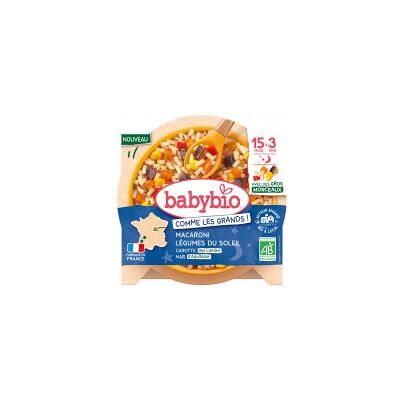 Babybio Bonne Nuit Macaroni Légumes du Soleil Maïs Carotte de 15 Mois à 3 Ans Bio 200 g - Carton 1 assiette de 200 g - Publicité Babybio Bonne Nuit Macaroni Légumes du Soleil Maïs Carotte de 15 Mois à 3 Ans Bio 200 g - Carton 1 assiette de 200 g - Publicité