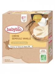 Babybio Crème Semoule au Lait de Vache Français - Vanille - Boîte 4 gourdes de 85 g