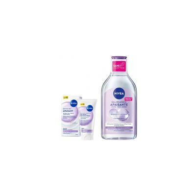 Nivea Routine Duo Peaux Sensibles Crème Visage Jour Apaisant Hydratation 24H + Eau Micellaire - Routine 2 Produits - Publicité Nivea Routine Duo Peaux Sensibles Crème Visage Jour Apaisant Hydratation 24H + Eau Micellaire - Routine 2 Produits - Publicité