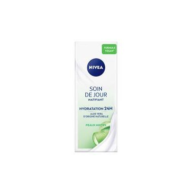 Nivea Soin de Jour Matifiant Hydratation 24h à l'Aloe Vera Pour les Peaux Mixtes 50 ml - Tube 50 ml - Publicité Nivea Soin de Jour Matifiant Hydratation 24h à l'Aloe Vera Pour les Peaux Mixtes 50 ml - Tube 50 ml - Publicité