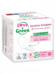 Love & Green Serviettes Écolabellisées & Hypoallergéniques Normal 14 Pièces - Sachet 14 serviettes