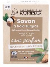 Laboratoire du Haut-Ségala Savon à Froid Surgras Sans Parfum Certifié Bio - Pain 80 g